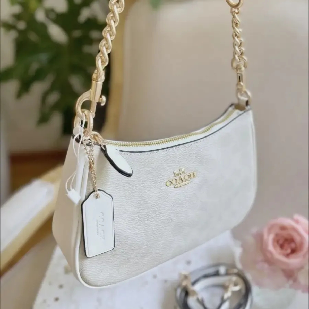 SET COACH – LOCKUP LEDER-SLIDE-SANDALE & TERI SIGNATURE CANVAS TASCHE