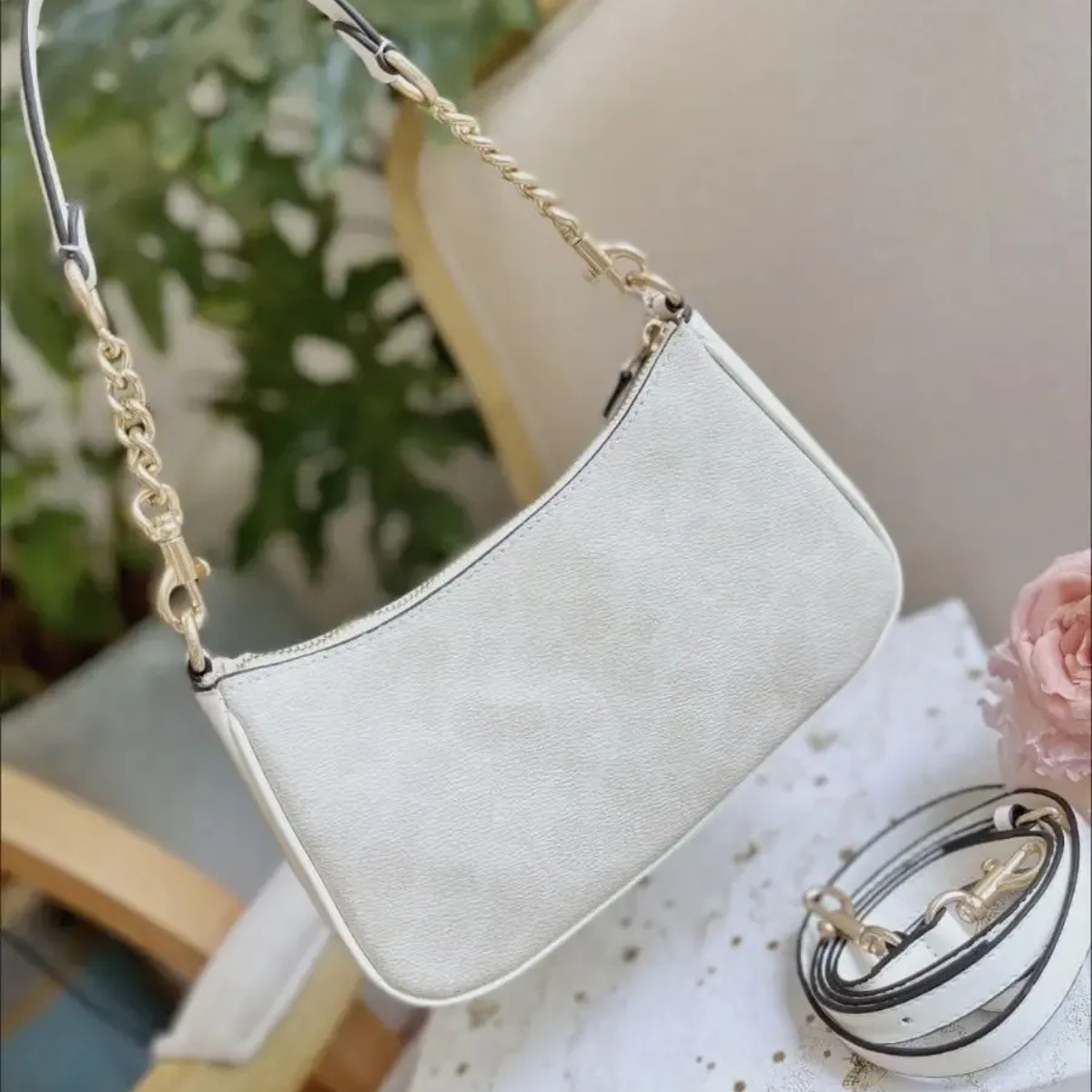 SET COACH – LOCKUP LEDER-SLIDE-SANDALE & TERI SIGNATURE CANVAS TASCHE