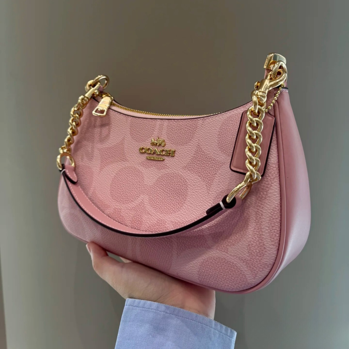 COACH TERI UMHÄNGETASCHE IN SIGNATURE CANVAS PINK