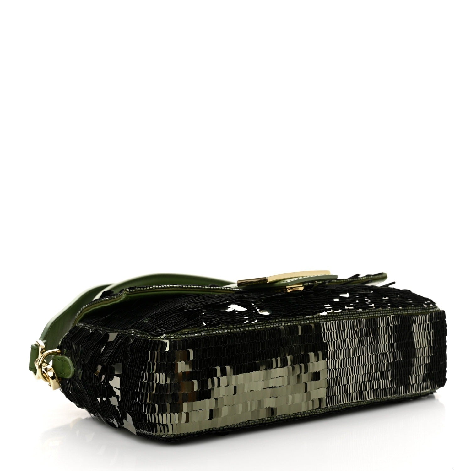 FENDI BAGUETTETASCHE AUS GRÜNEN PAILLETTEN UND LEDER