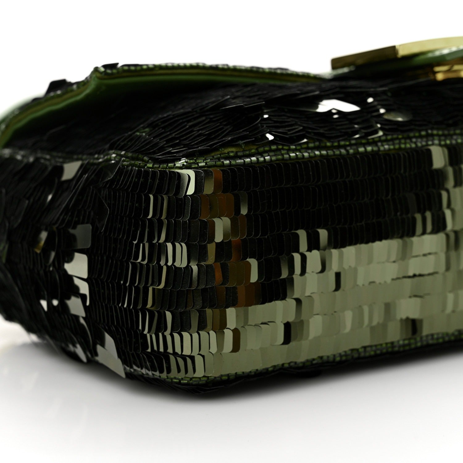 FENDI BAGUETTETASCHE AUS GRÜNEN PAILLETTEN UND LEDER