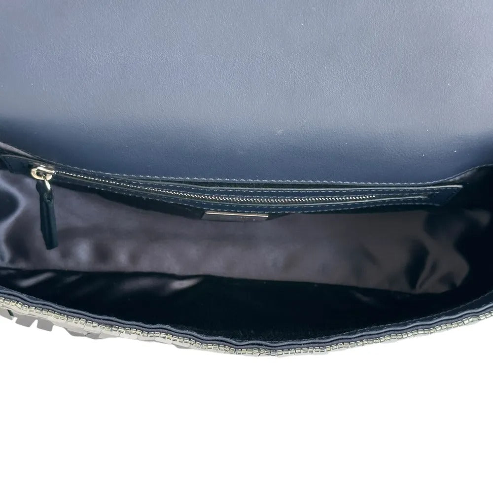 FENDI BAGUETTETASCHE AUS BLAUEN PAILLETTEN UND LEDER