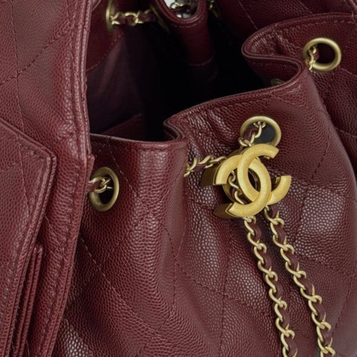 CHANEL 25 BORDEAUX KAVIAR & BALLERINA FLATS SET