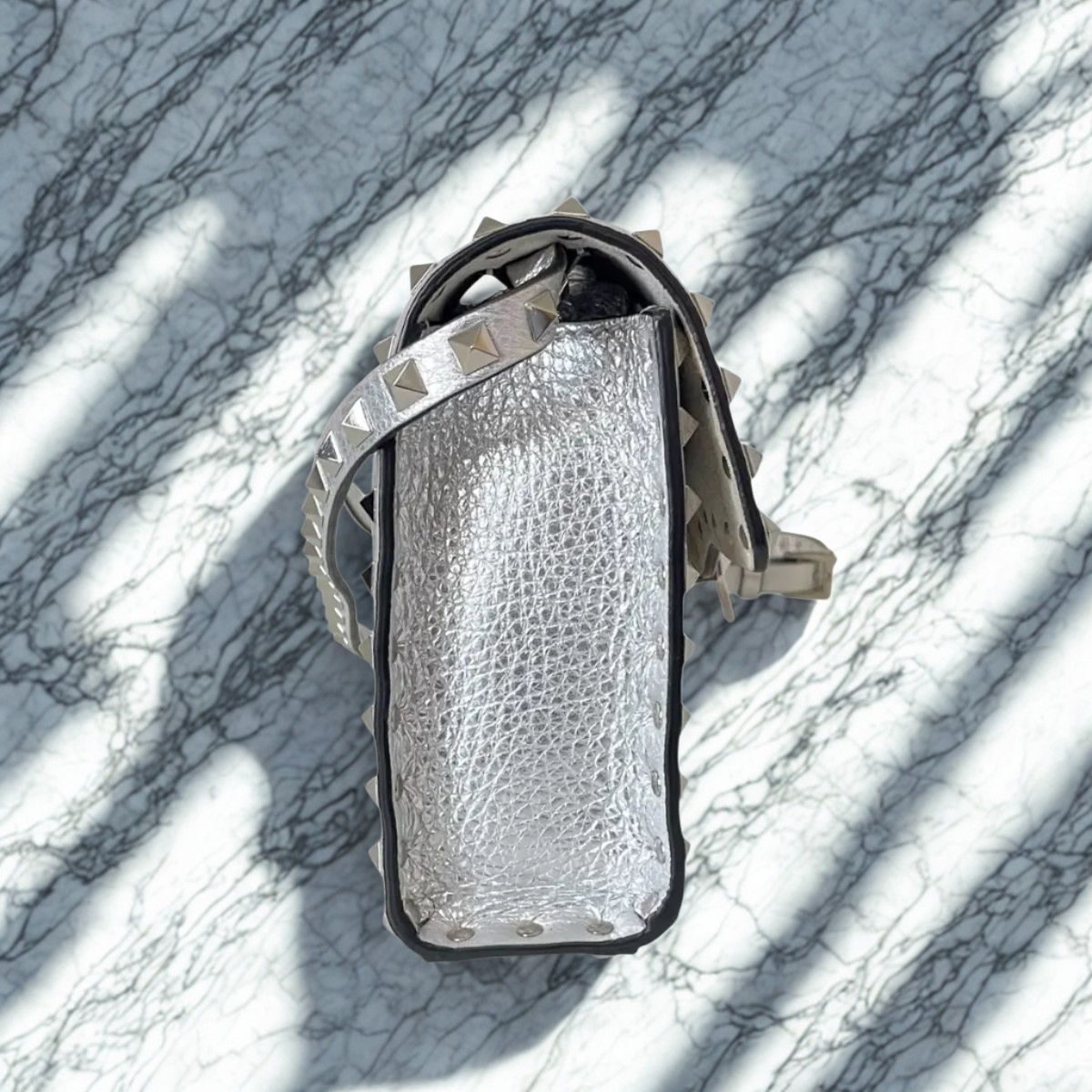 VALENTINO ROCKSTUD SILBERNES TASCHEN- UND PUMPENSET