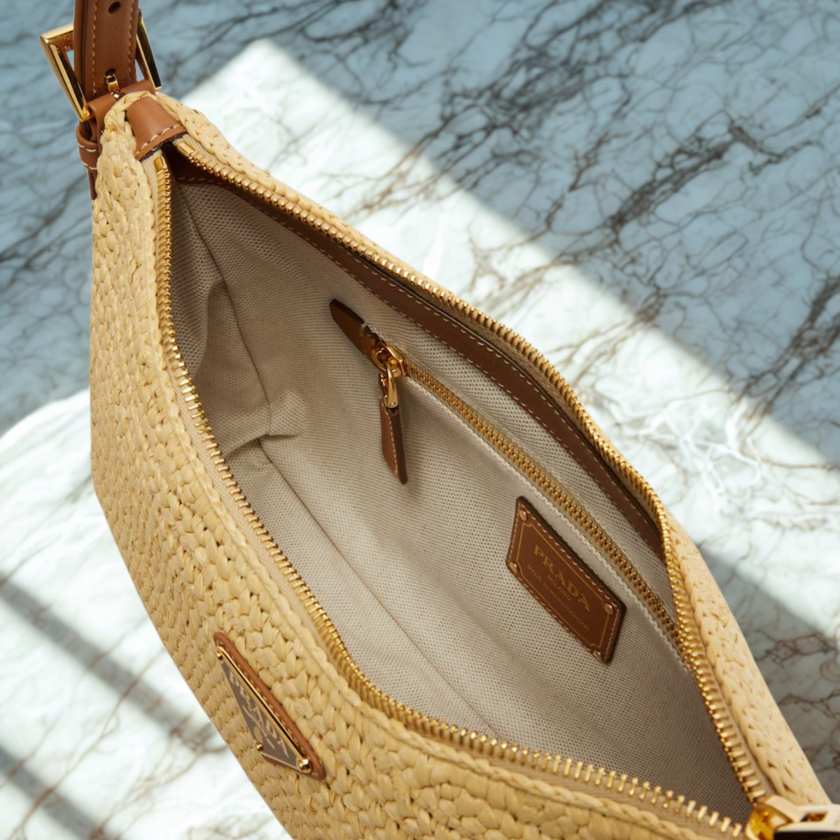 PRADA – AIMÉE TASCHE AUS HÄKELARBEIT UND LEDER (GROSS)