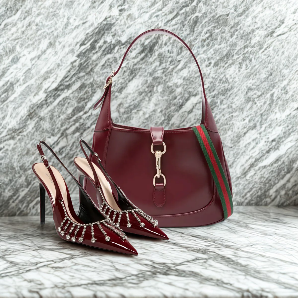 GUCCI JACKIE 1961 BORDEAUX & GUINEVERE PUMPENSET