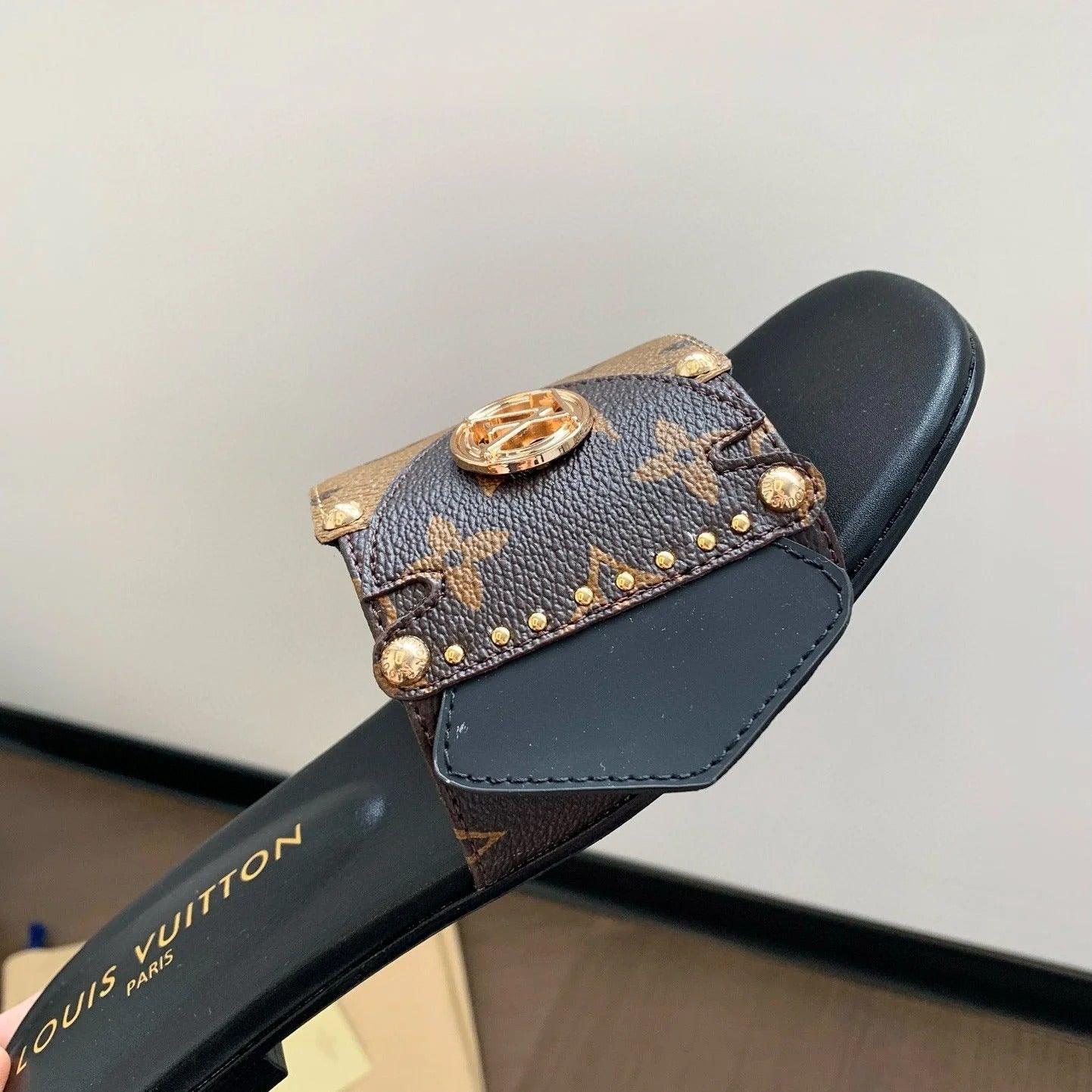 LOUIS VUITTON LV RAHMEN PANTOLETTEN MARRON CACAO LEDER